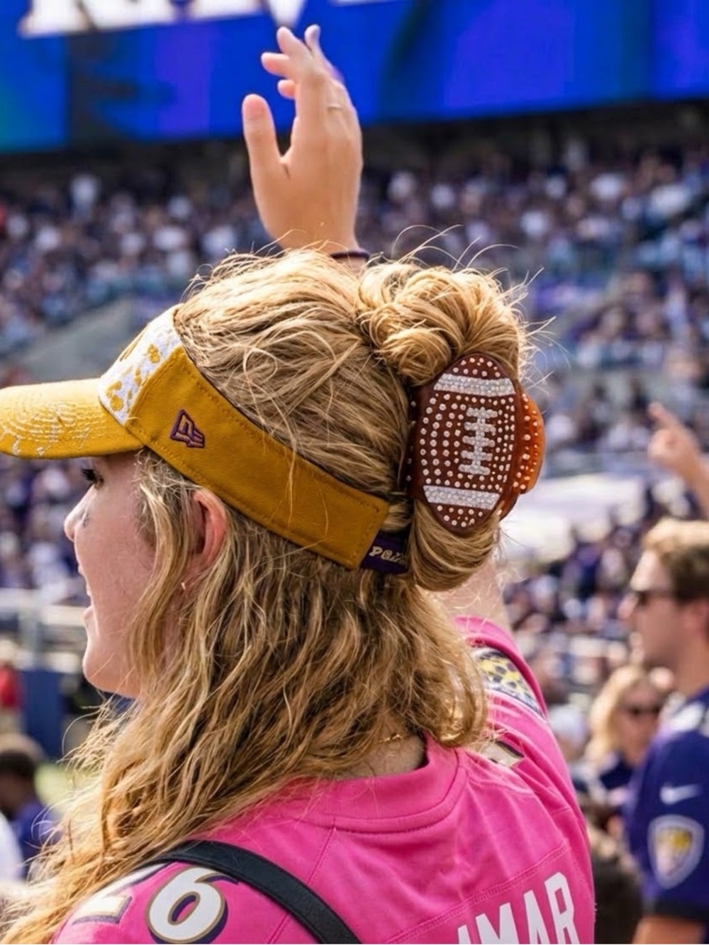 Piper K 🏈 Brown Rhinestone Football Hair Clip